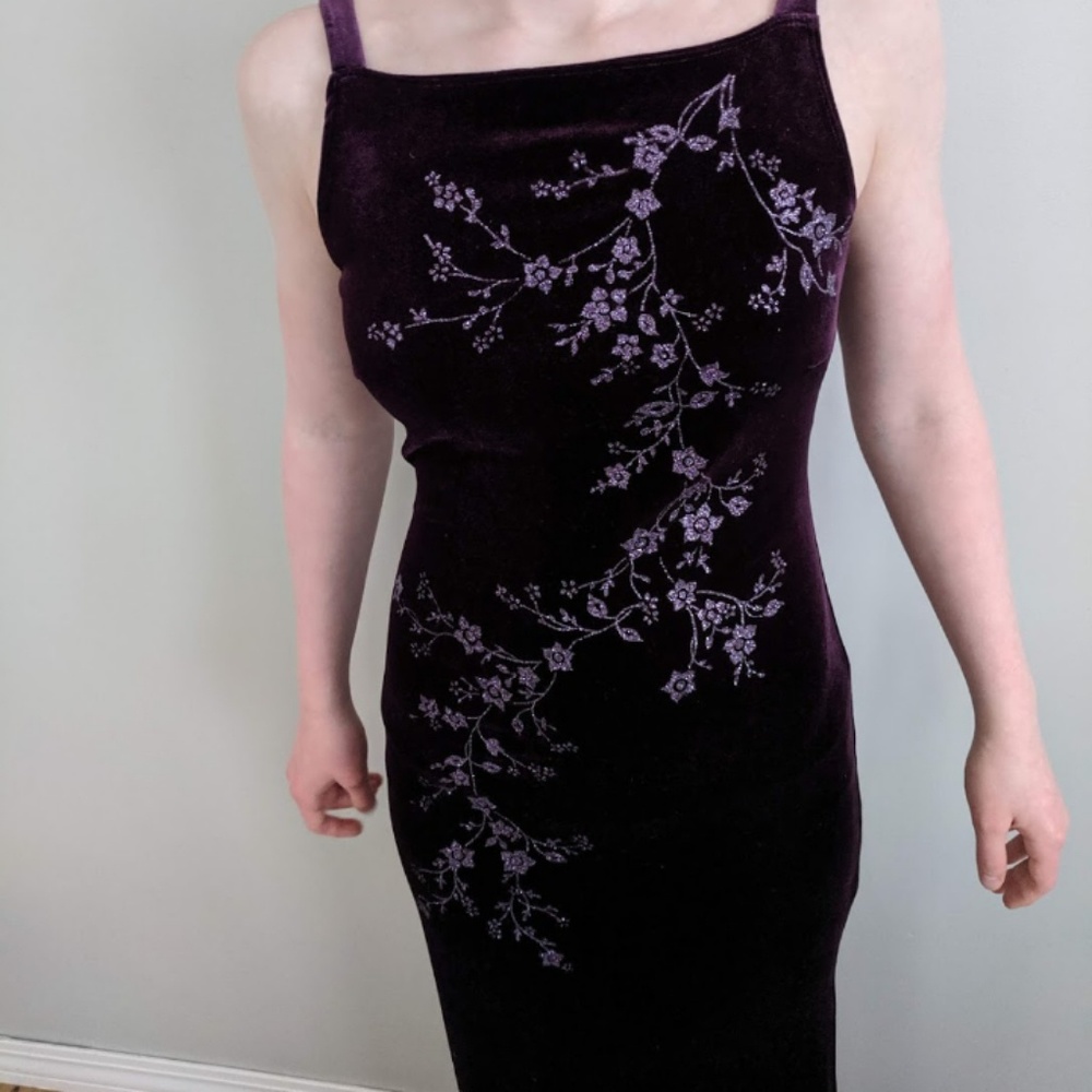Rampage, Formal, Purple Velvet Maxi Dress